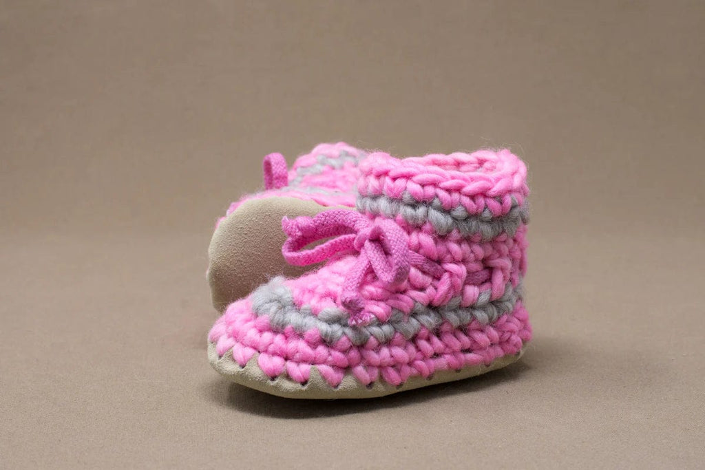 PINK STRIPE Padraig Baby Crocheted Slipper B3 (3 to 12 Months) By PADRAIG Canada - 35513