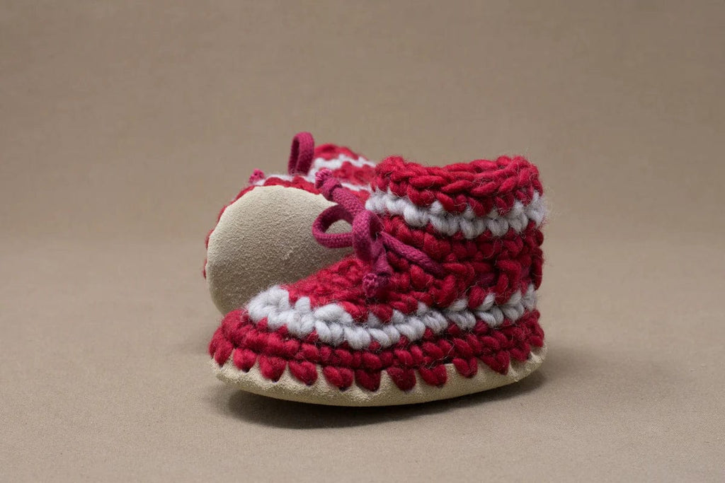 RED STRIPE Padraig Baby Crocheted Slipper B3 (3 to 12 Months) By PADRAIG Canada - 35514