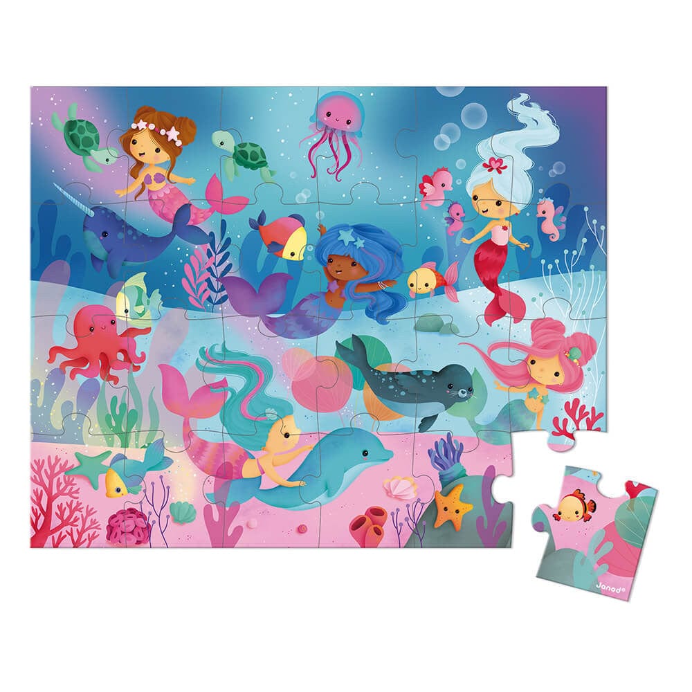 Janod 24 Piece Kids Puzzle | Mermaid By JANOD Canada - 46443
