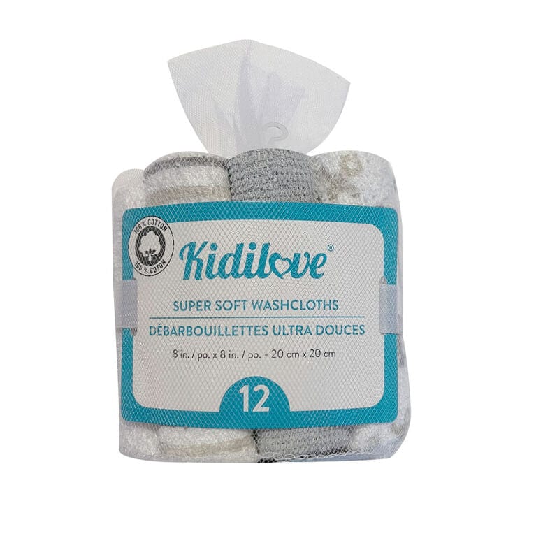 Kidilove 12 Pack Washcloths - Grey/Anchor By KIDILOVE Canada - 76162
