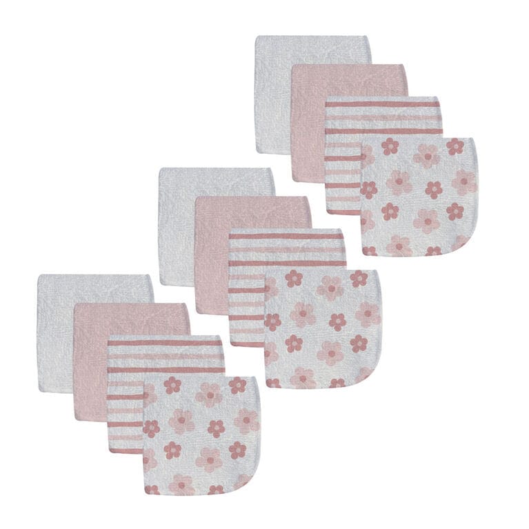 Kidilove 12 Pack Washcloths - Pink/Flowers By KIDILOVE Canada - 76163