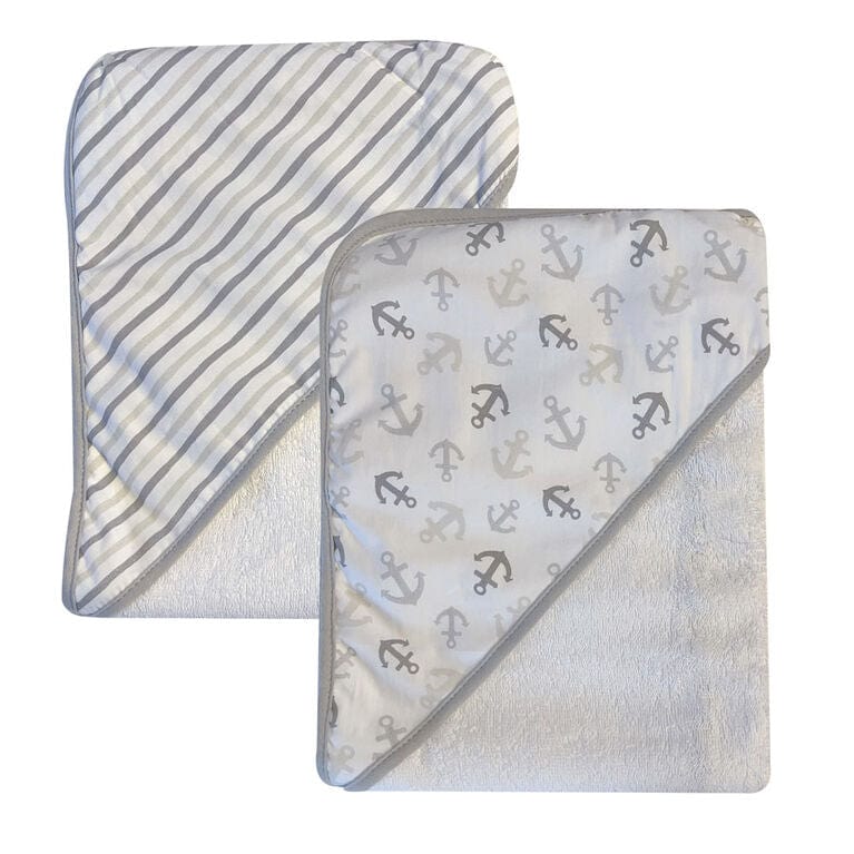 Kidilove 2 Pack Towels - Grey/Anchor By KIDILOVE Canada - 76165
