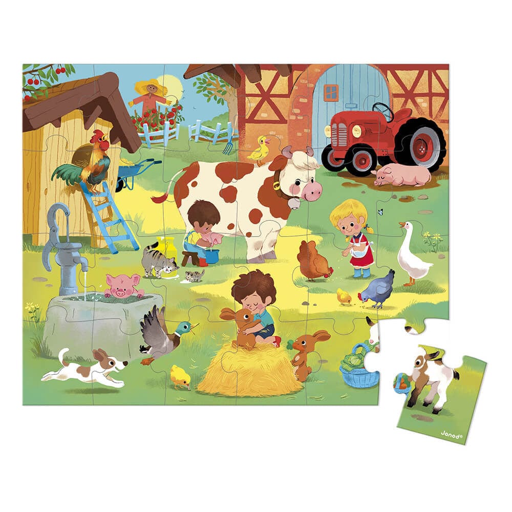 Janod 24-Piece Puzzle - A Day at the Farm By JANOD Canada - 76437
