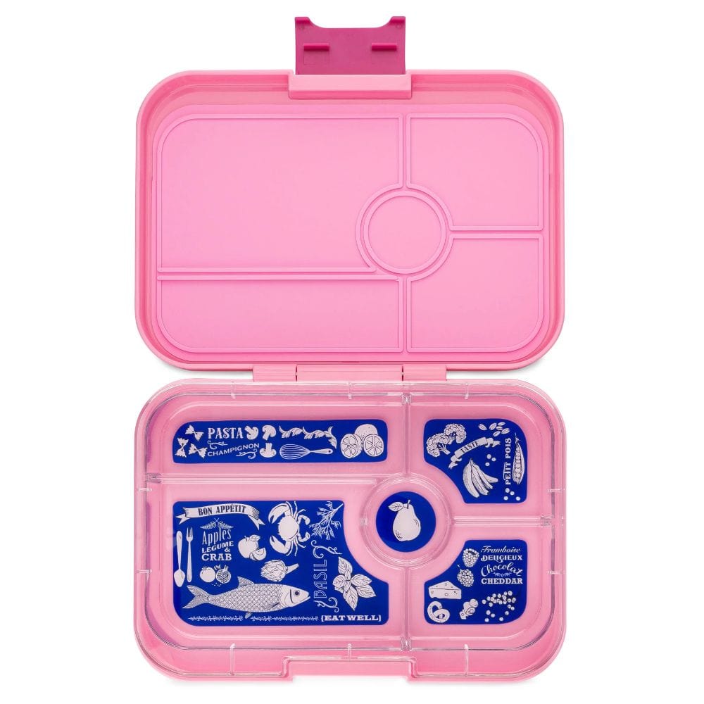 Yumbox Tapas 5 Compartment Bento Box - Capri Pink w/ Bon Appetite Tray By YUMBOX Canada - 76572