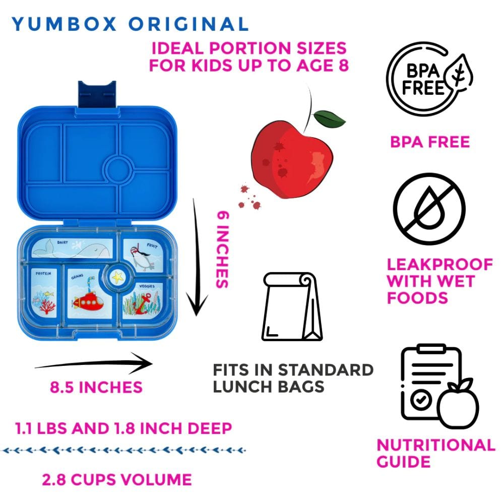 Yumbox Original 6 Compartment Bento Box - Surf Blue By YUMBOX Canada - 76577