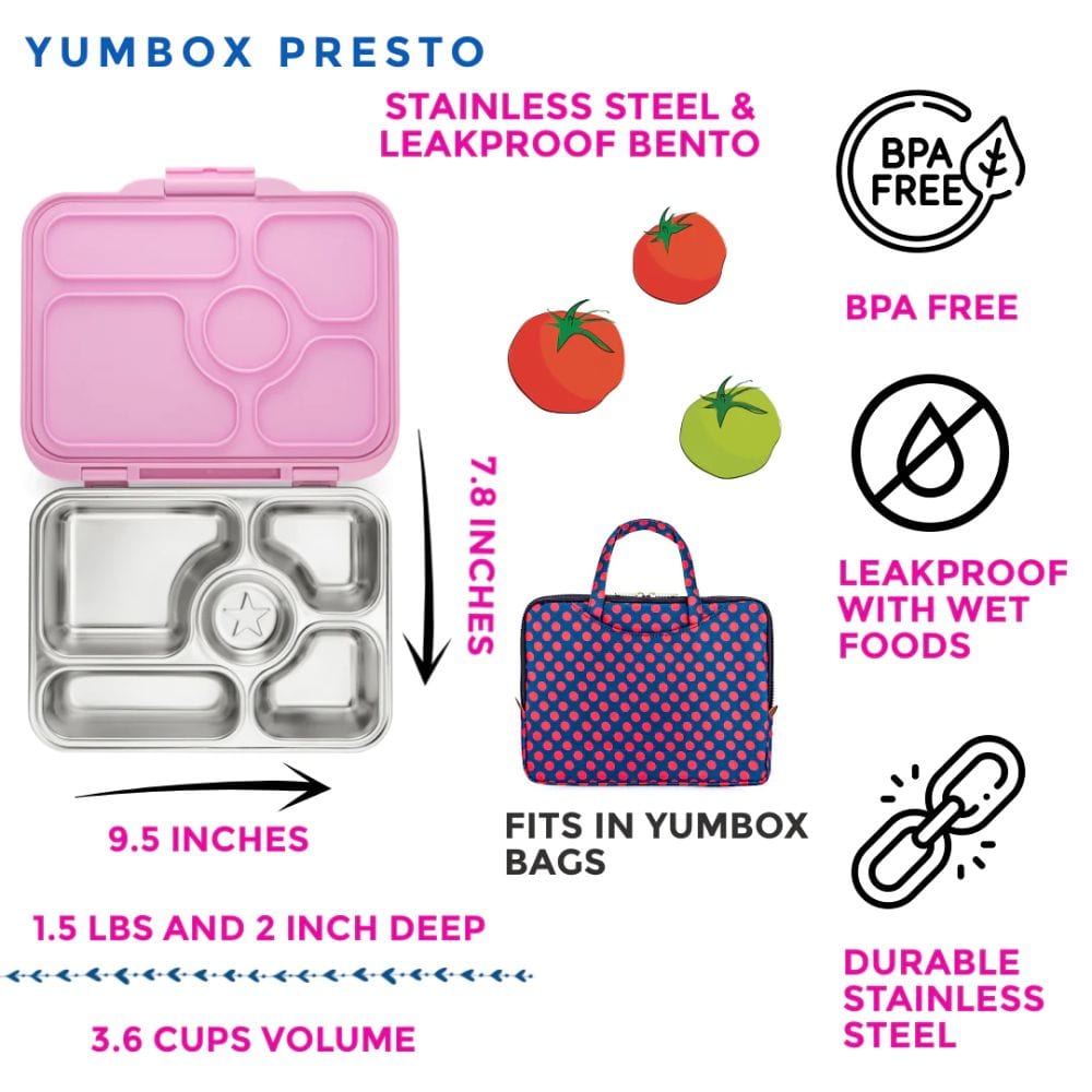Yumbox Presto Stainless Steel Leakproof Bento Box - Rose Pink By YUMBOX Canada - 76584