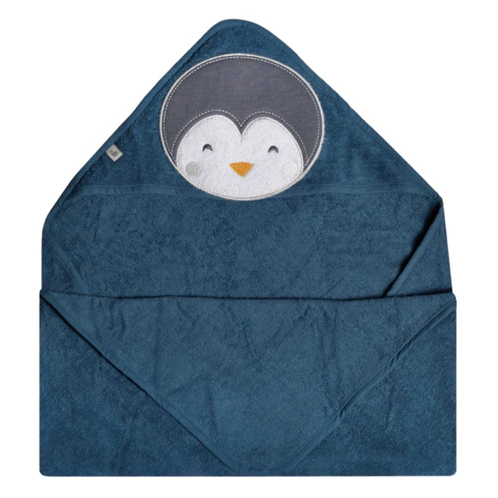 Perlimpinpin Bamboo Hooded Towel - Penguin/Steel Blue By PERLIMPINPIN Canada - 79454