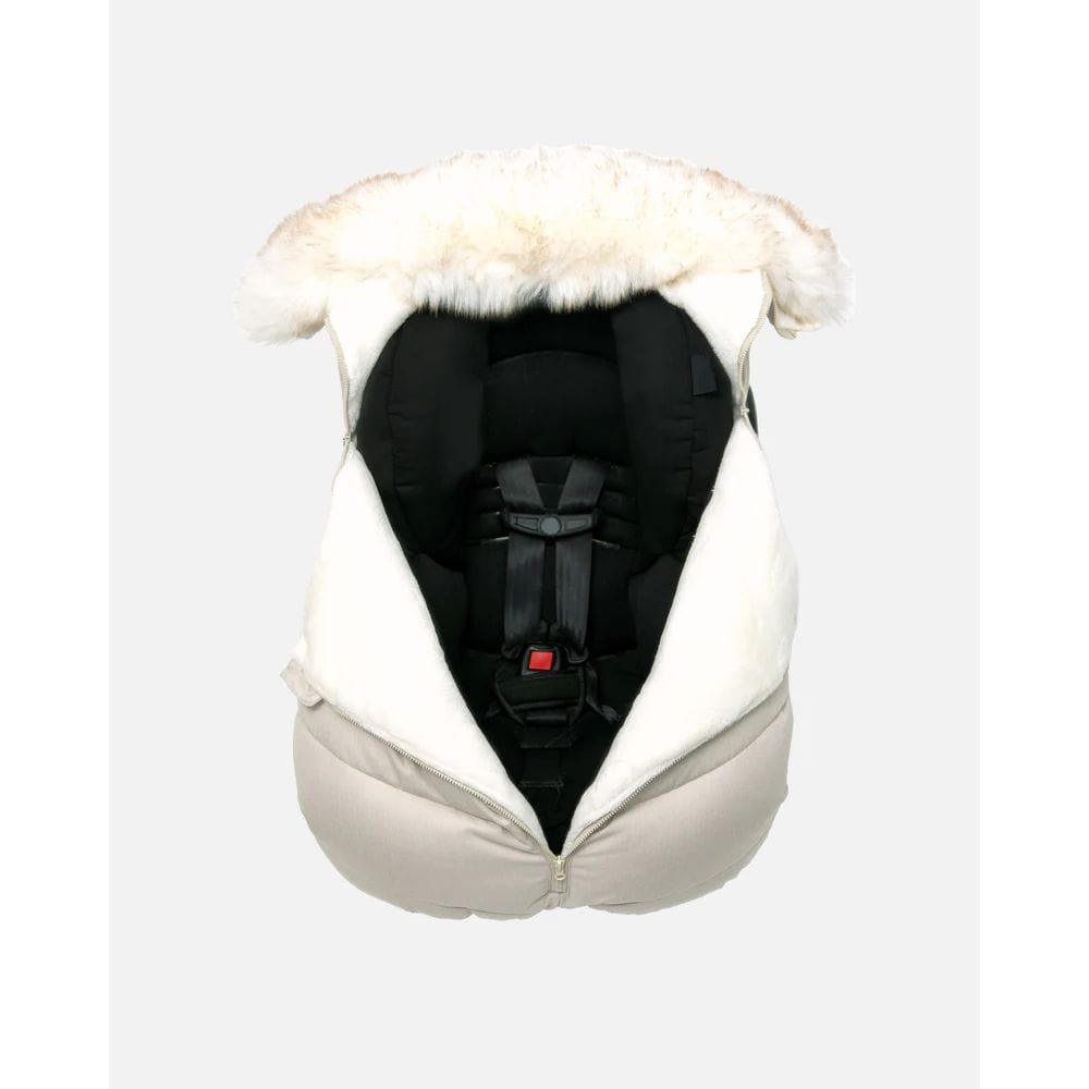 7AM Enfant Carseat Cocoon - Heather Beige/White Fur By 7AM ENFANT Canada - 79487