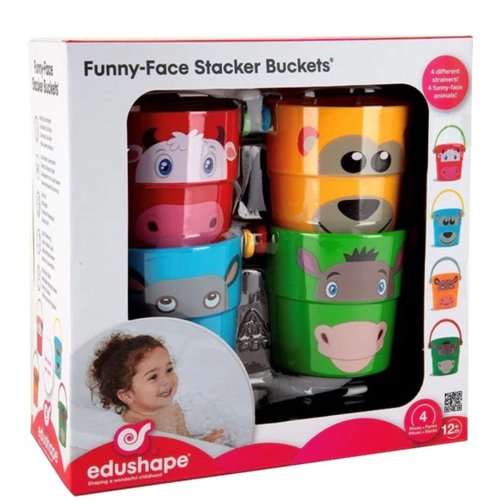 Edushape Funny Face Stacker Buckets 4 Pack By EDUSHAPE Canada - 80418