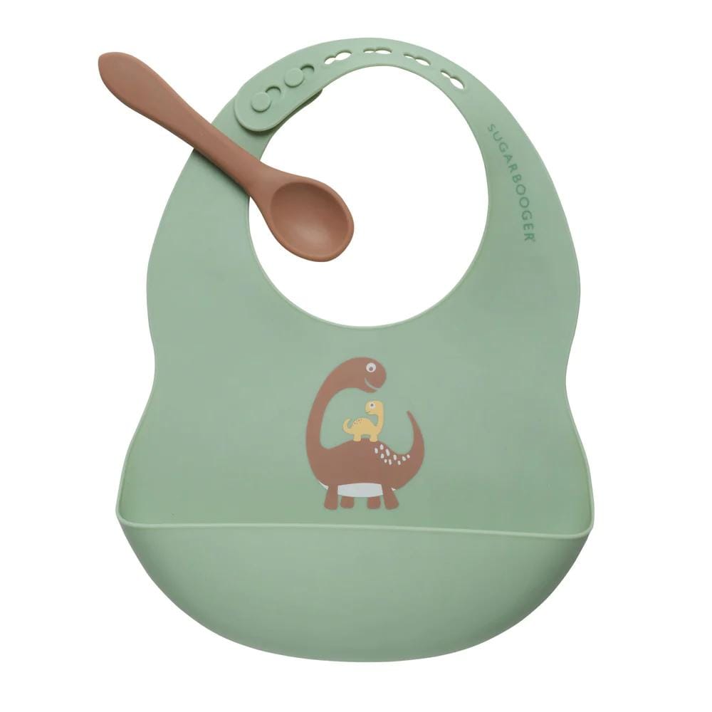 Sugarbooger Fresh & Messy Bib & Spoon Set - Baby Dino By SUGARBOOGER Canada - 81851