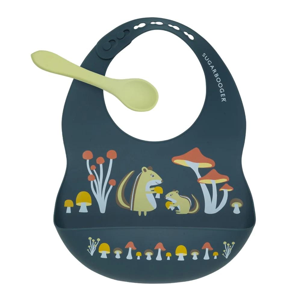 Sugarbooger Fresh & Messy Bib & Spoon Set - Mostly Mushroom By SUGARBOOGER Canada - 81855