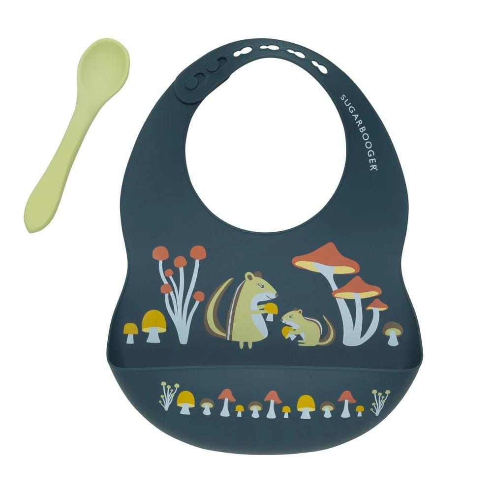 Sugarbooger Fresh & Messy Bib & Spoon Set - Mostly Mushroom By SUGARBOOGER Canada - 81855