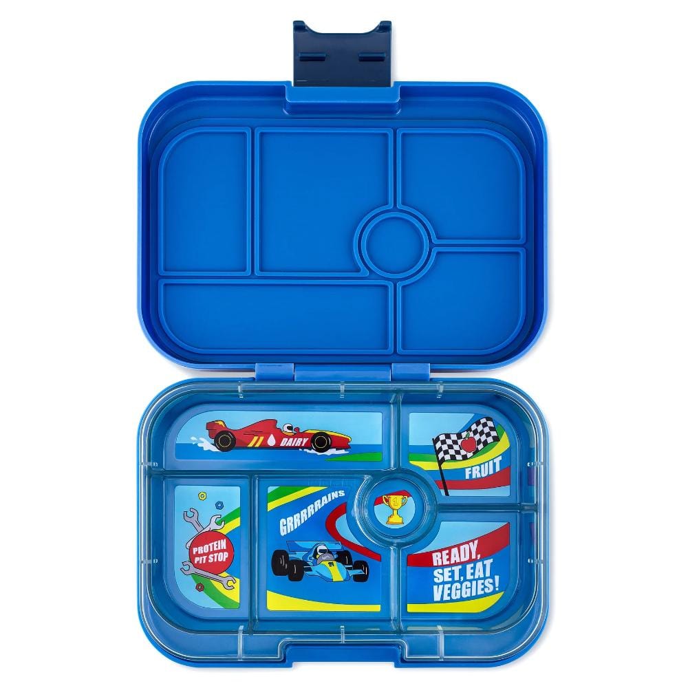 Yumbox Original 6 Compartment Bento Box - Surf Blue w/ Race Cars Tray By YUMBOX Canada - 82165