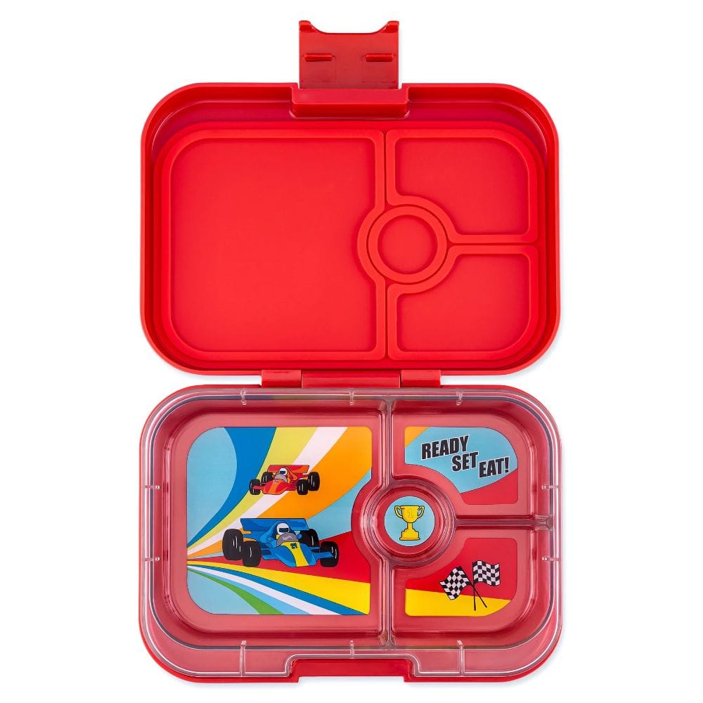 Yumbox Panino 4 Compartment - Roar Red w/ Race Cars Tray By YUMBOX Canada - 82166