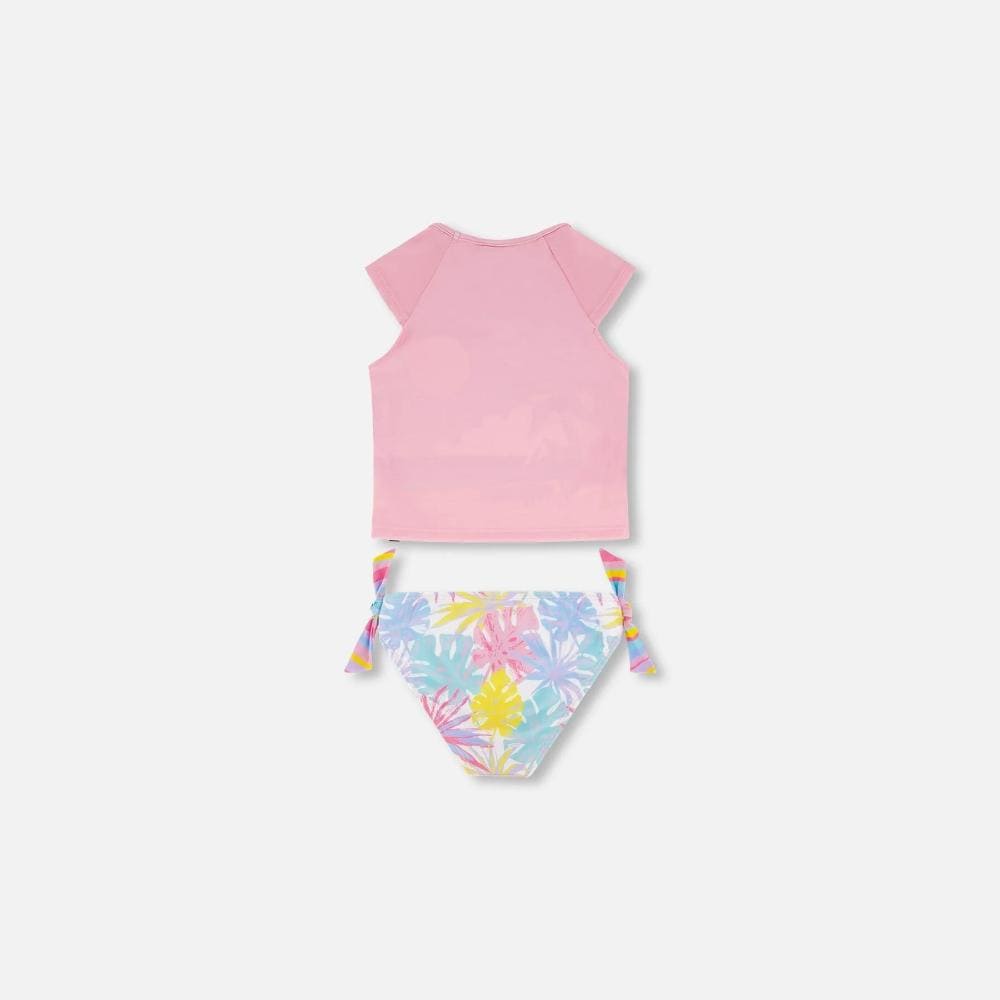 5-6Y / PALM LEAVES Deux Par Deux Two-Piece Short Sleeve Rashguard - Palm Leaves By DEUX PAR DEUX Canada - 83583