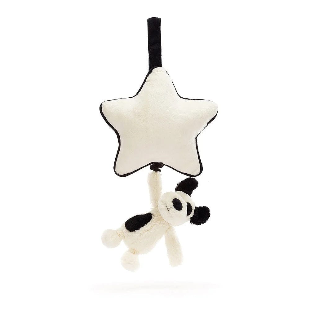 Jellycat Musical Pull Bashful Puppy - Black and Cream By JELLYCAT Canada - 84459