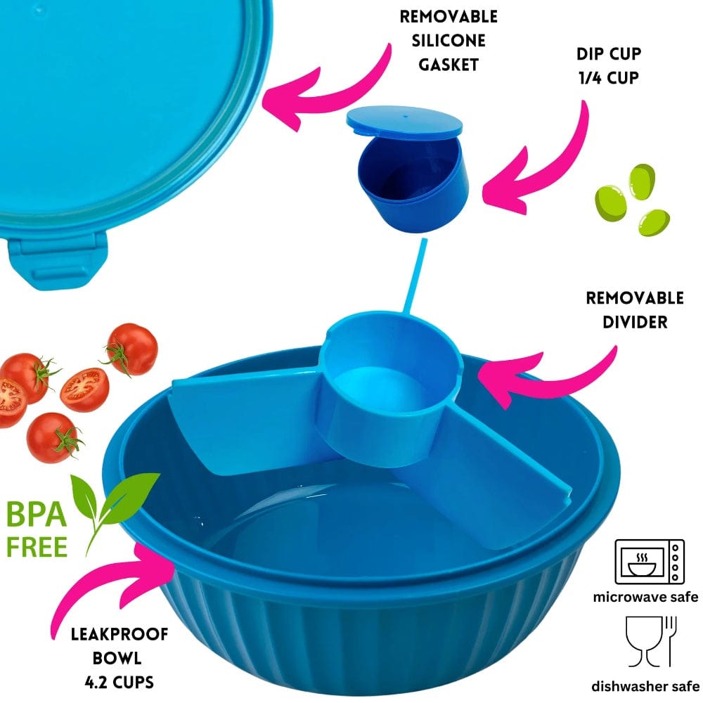 Yumbox Poke Bowl with 3 Compartments - Lagoon Blue By YUMBOX Canada - 84585