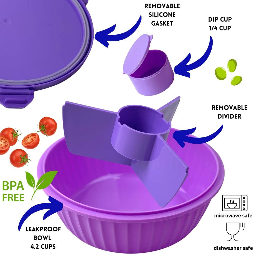 Yumbox Poke Bowl with 3 Compartments - Maui Purple By YUMBOX Canada - 84586
