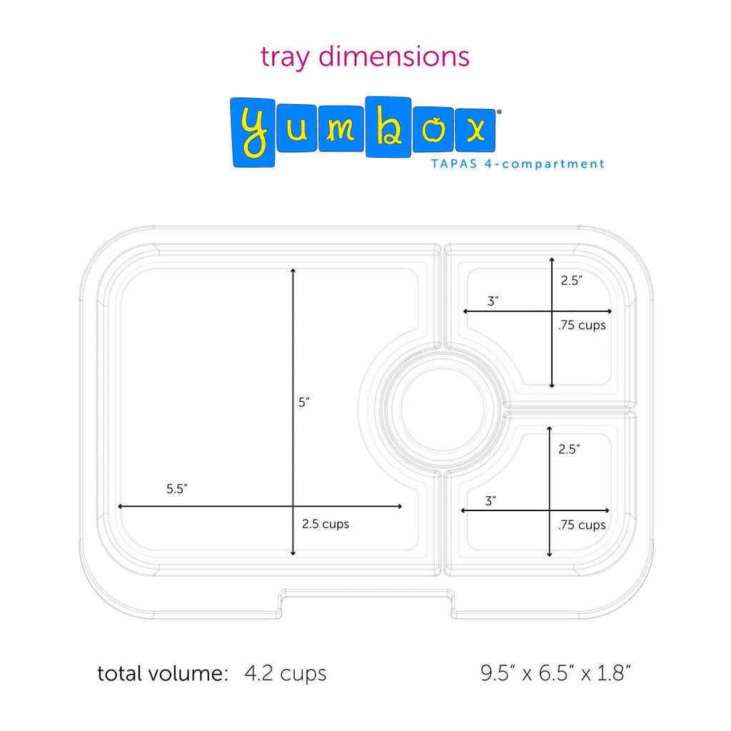 Yumbox Tapas 4 Compartment Bento Box - Greenwich Green w/ Race Cars Tray By YUMBOX Canada - 87193