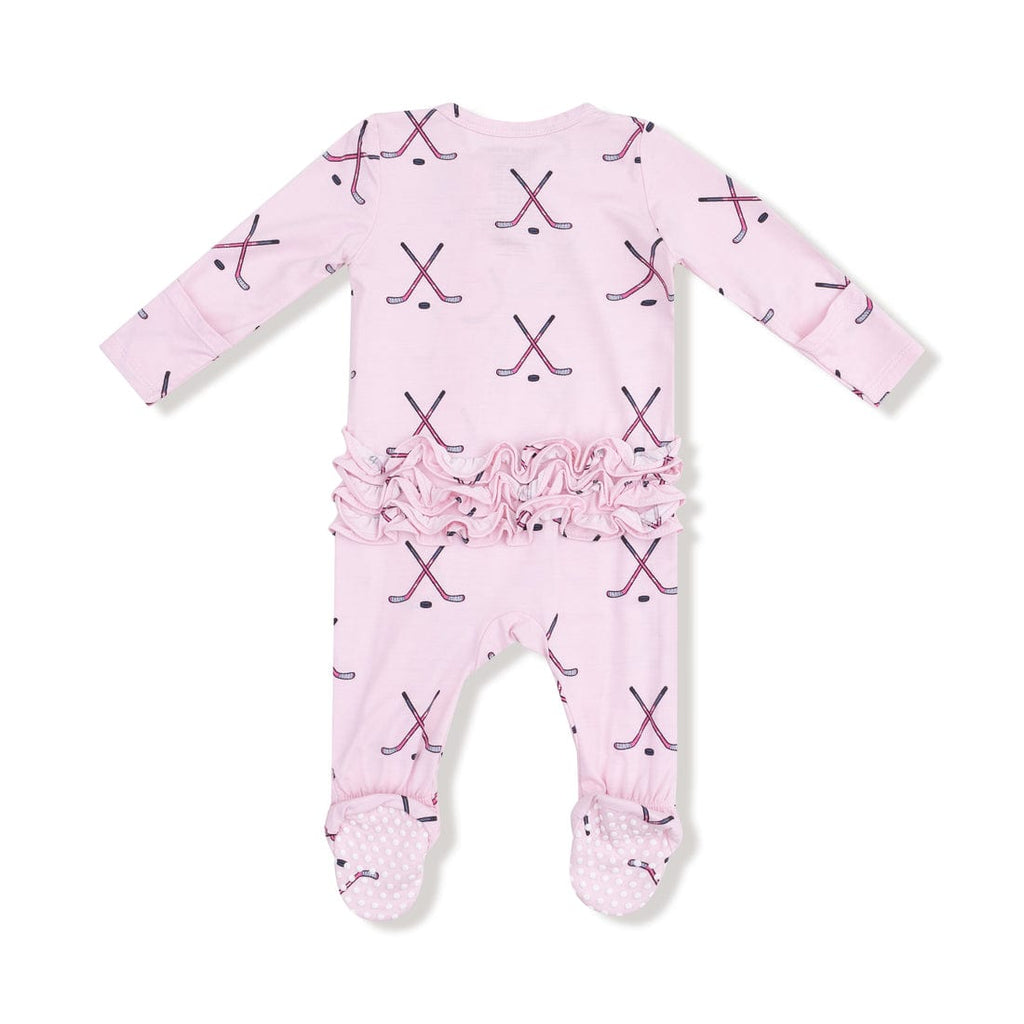 Angel Dear Ruffle Zipper Footie - Hockey - Pink By ANGEL DEAR Canada -