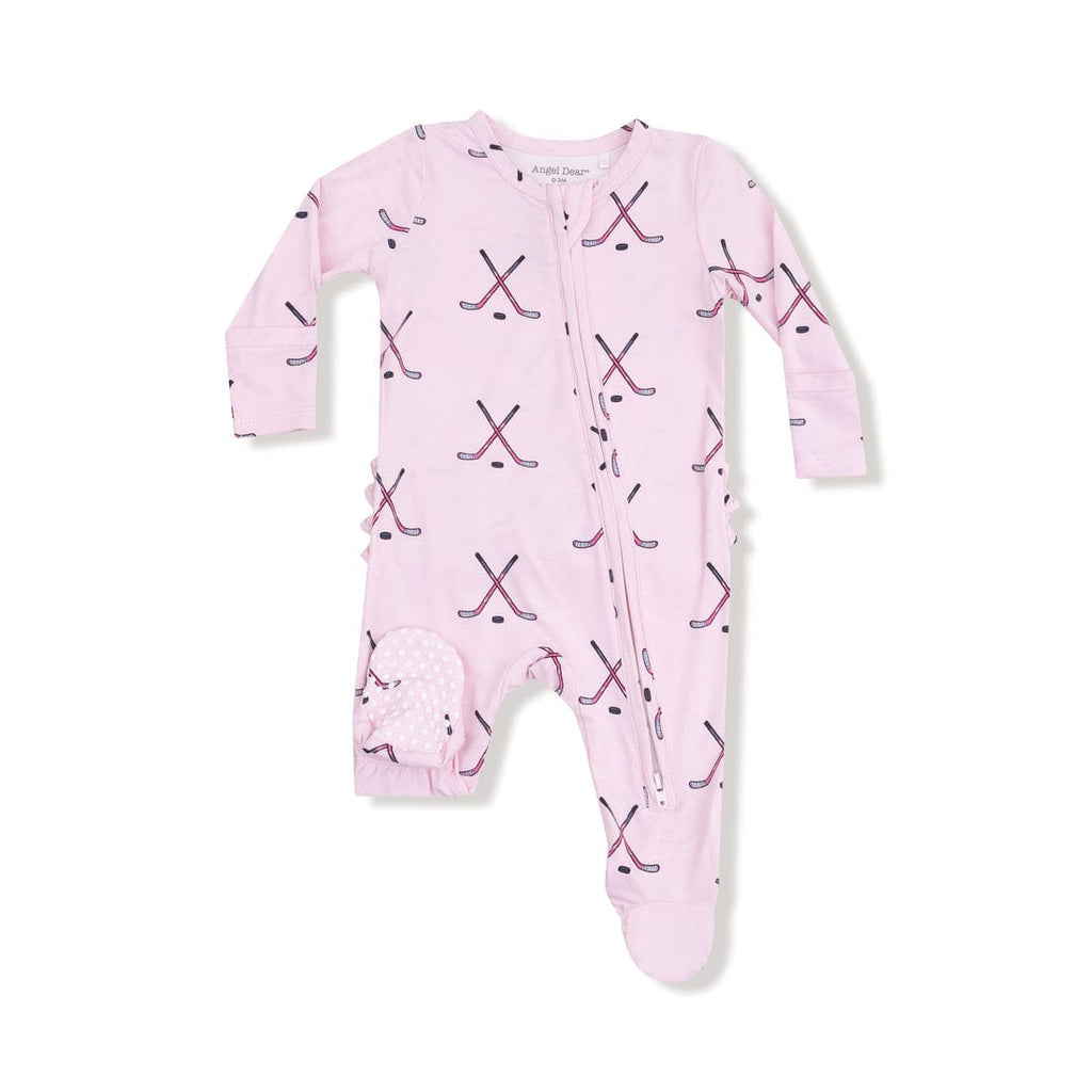 Angel Dear Ruffle Zipper Footie - Hockey - Pink By ANGEL DEAR Canada -