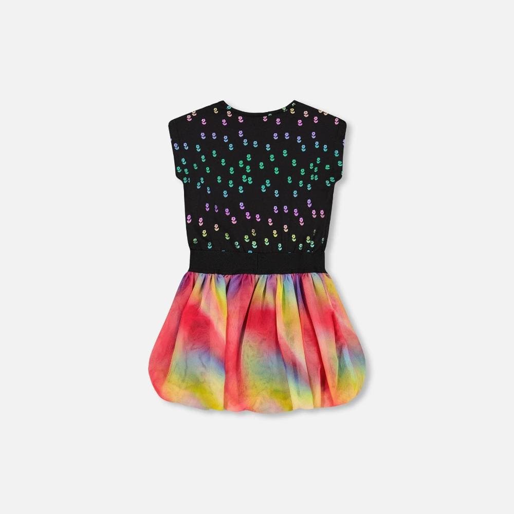 Deux Par Deux Dress with Rainbow Mesh - Printed Rainbow By DEUX PAR DEUX Canada -