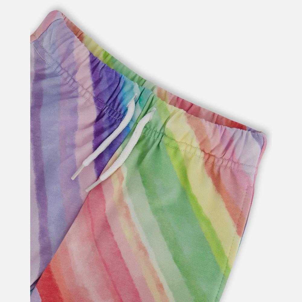 Deux Par Deux French Terry Shorts - Rainbow Stripe By DEUX PAR DEUX Canada -