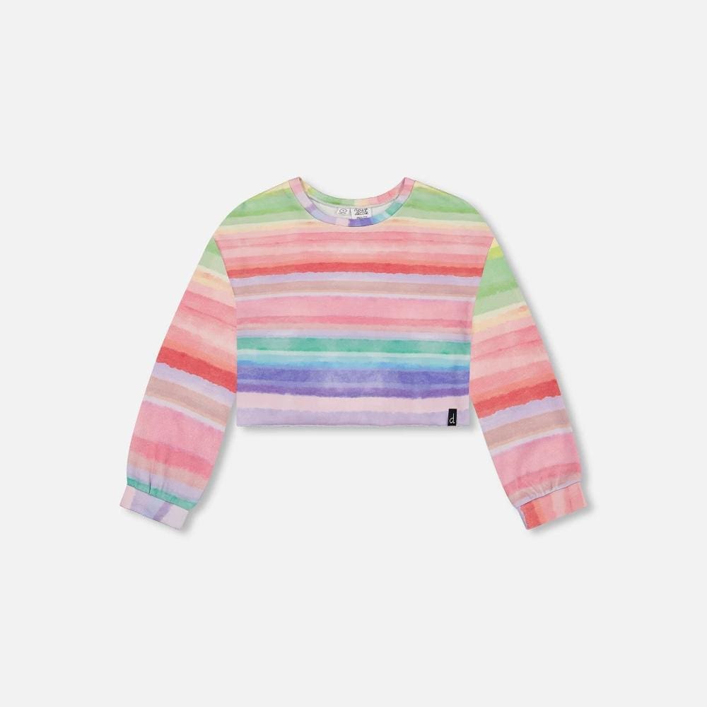 Deux Par Deux French Terry Sweatshirt - Rainbow Stripe By DEUX PAR DEUX Canada -