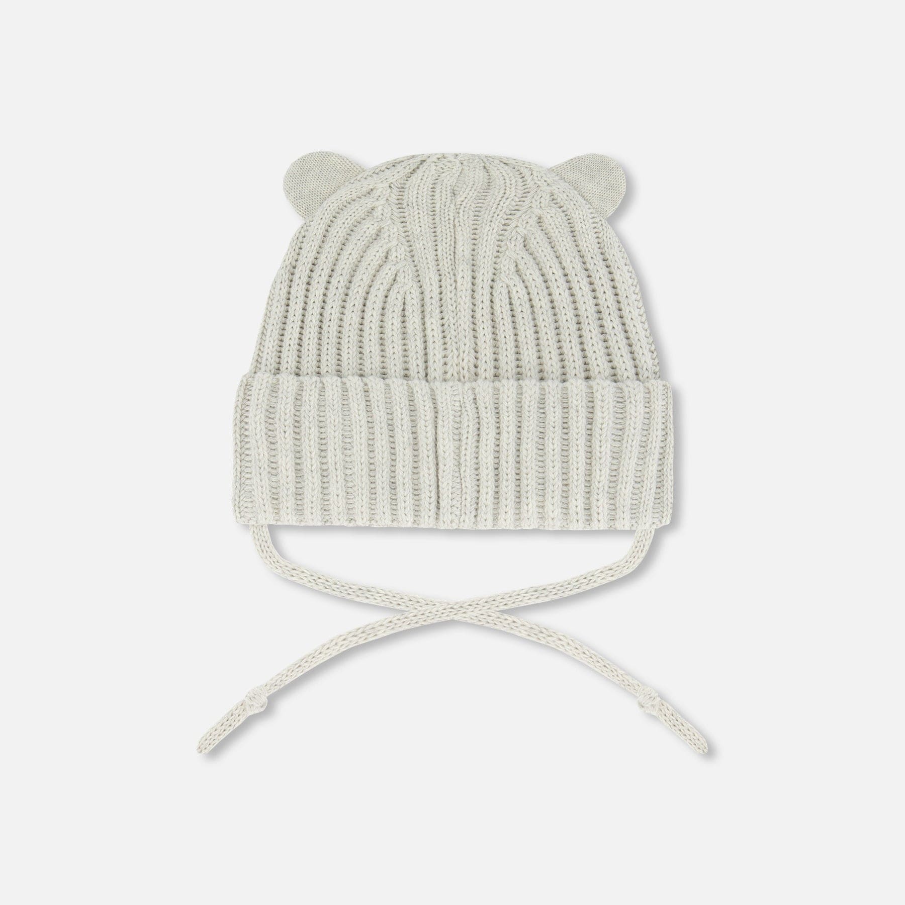 Deux Par Deux Knit Hat with Strings Whisper White Ships from