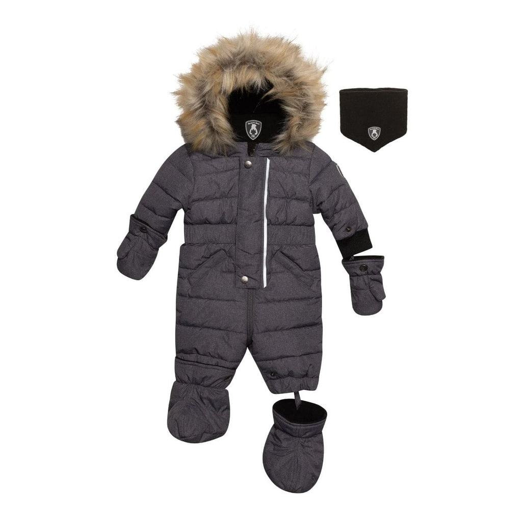 Deux Par Deux One-Piece Baby Snowsuit - Grey Texture By DEUX PAR DEUX Canada -