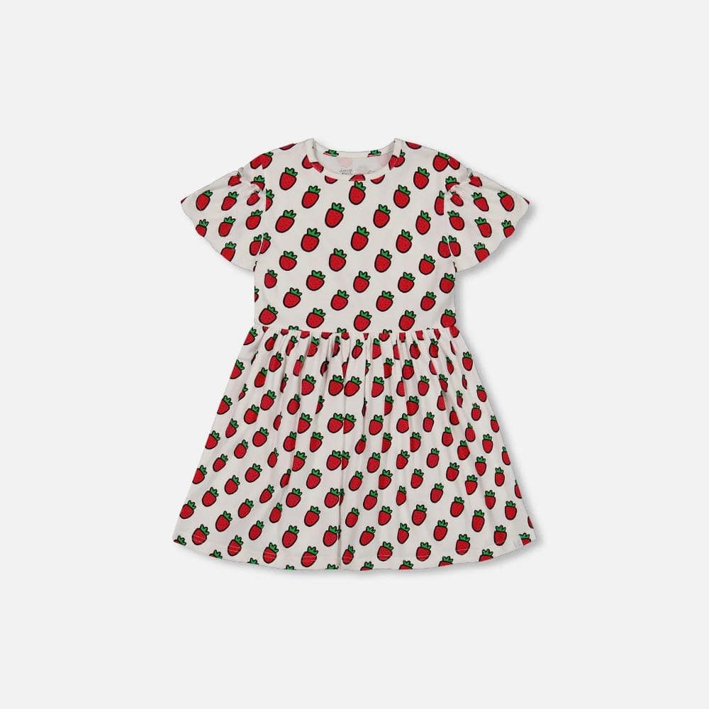 Deux Par Deux Organic Jersey Dress - Pop Strawberry By DEUX PAR DEUX Canada -