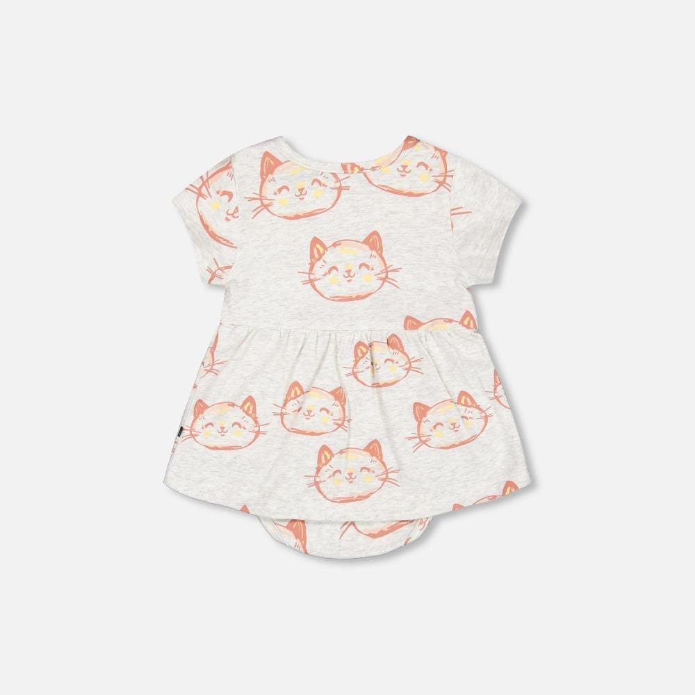 Deux Par Deux Orgnic Cotton Romper - Printed Cat By DEUX PAR DEUX Canada -