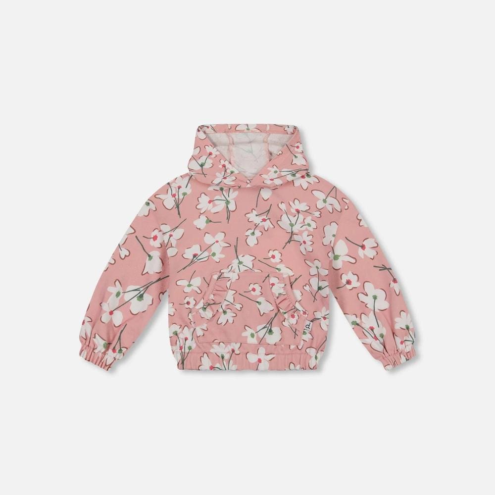 Deux Par Deux Printed Hooded Sweatshirt - Big Floral By DEUX PAR DEUX Canada -