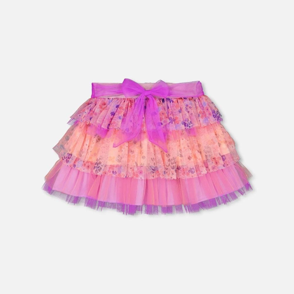 Deux Par Deux Skirt with Ruffle Mesh - Multicolor By DEUX PAR DEUX Canada -