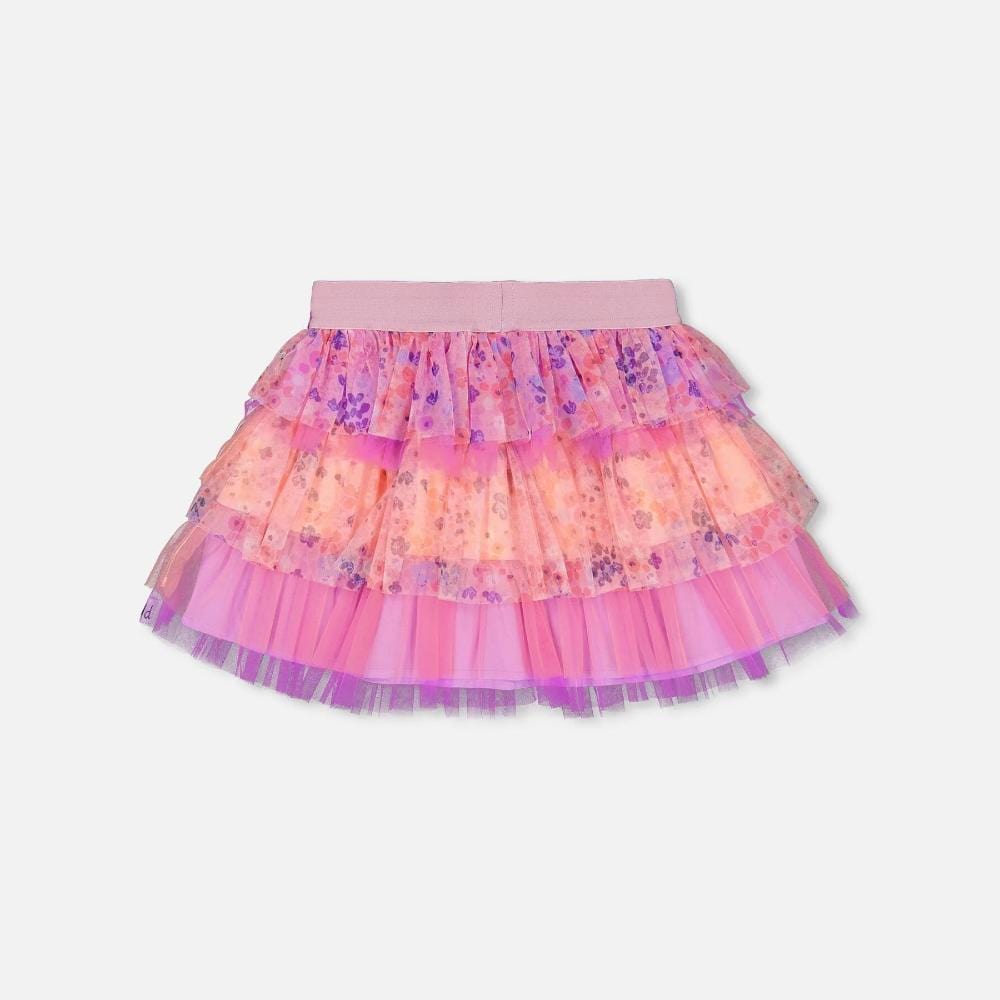 Deux Par Deux Skirt with Ruffle Mesh - Multicolor By DEUX PAR DEUX Canada -