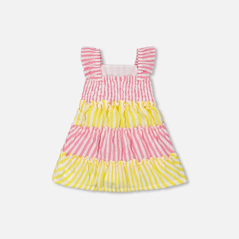 Deux Par Deux Striped Seersucker Dress - Aurora Pink By DEUX PAR DEUX Canada -