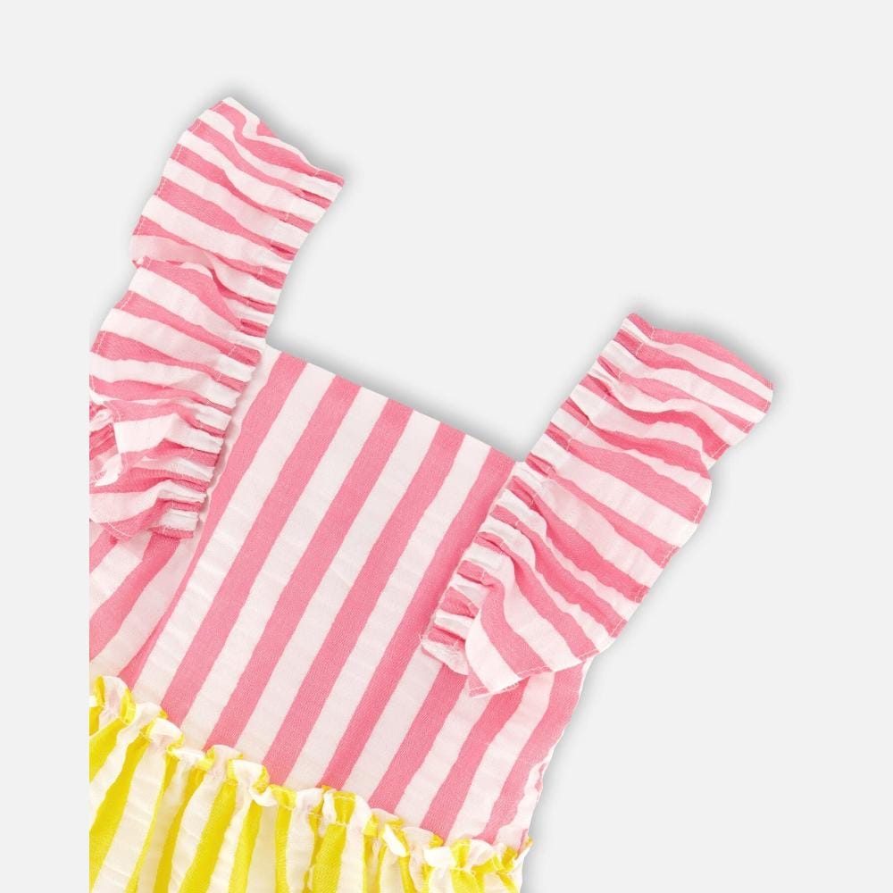 Deux Par Deux Striped Seersucker Dress - Aurora Pink By DEUX PAR DEUX Canada -