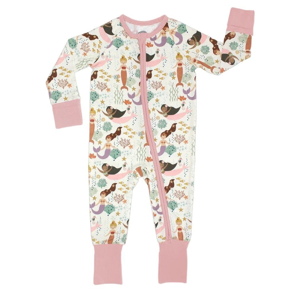 Emerson Bamboo Convertible Baby Pajamas - Making Waves Mermaids By EMERSON AND FRIENDS Canada -