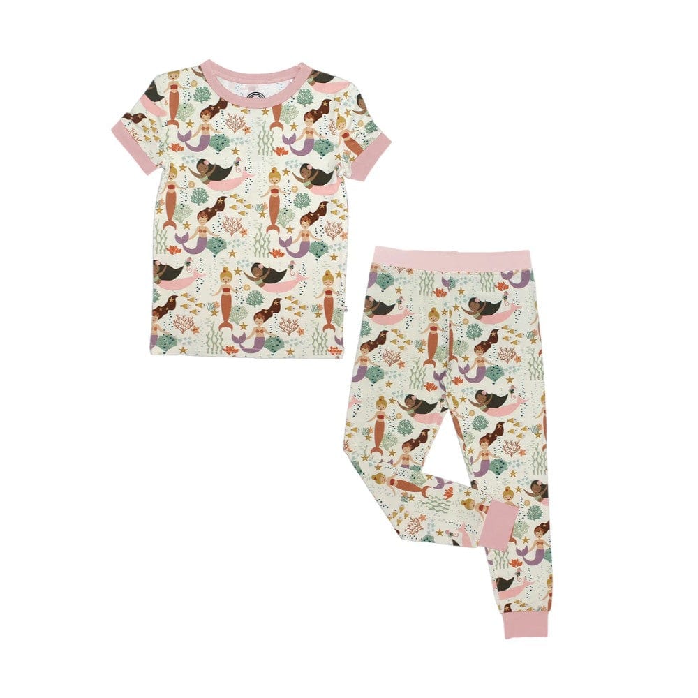 Emerson Bamboo Small Sleeve Kids Pajama Set - Making Waves Mermaids By EMERSON AND FRIENDS Canada -