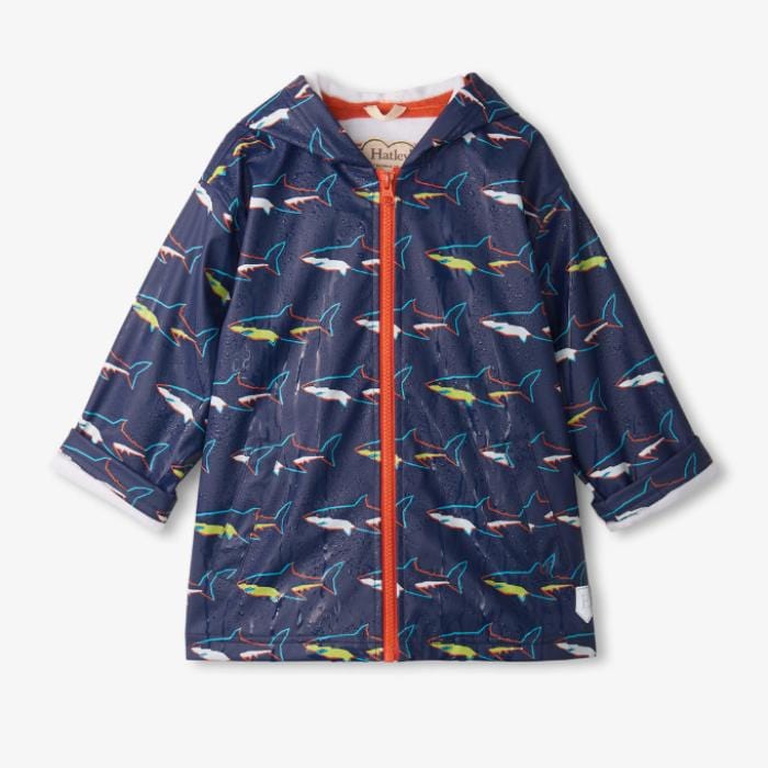 Hatley Boys Colour Changing Rain Jacket - Sharks By HATLEY Canada -