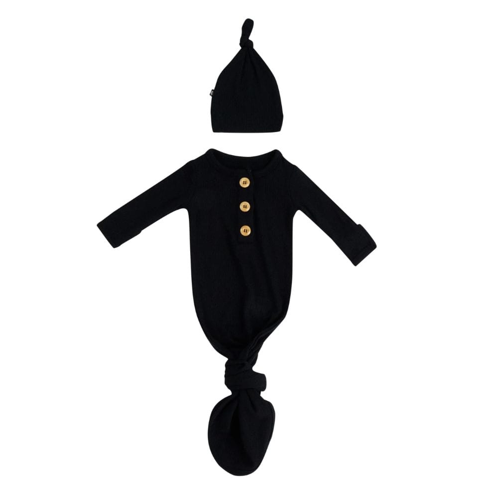 Kyte Baby Ribbed Knotted Gown & Hat - Midnight By KYTE BABY Canada -