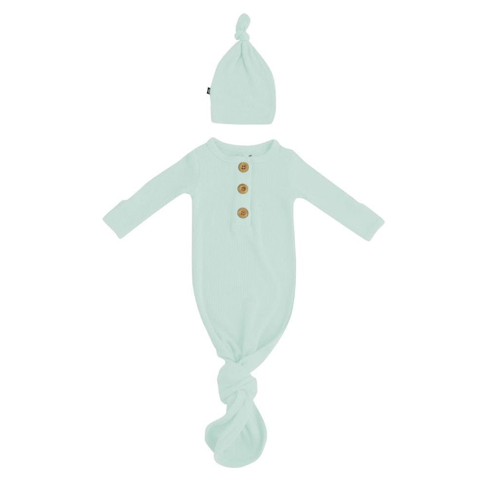 Kyte Baby Ribbed Knotted Gown & Hat - Sage By KYTE BABY Canada -