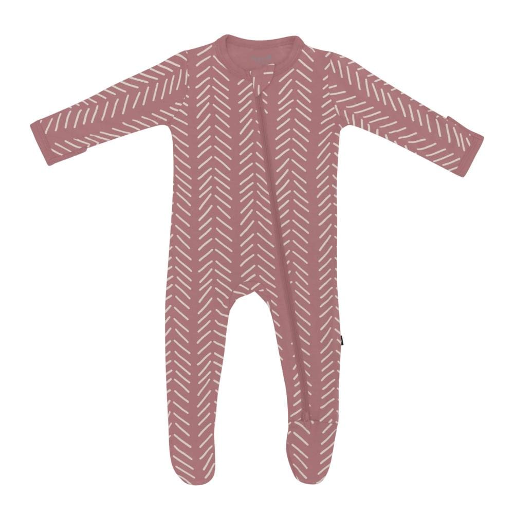 Kyte Baby Zippered Footie - Dusty Rose Herringbone By KYTE BABY Canada -