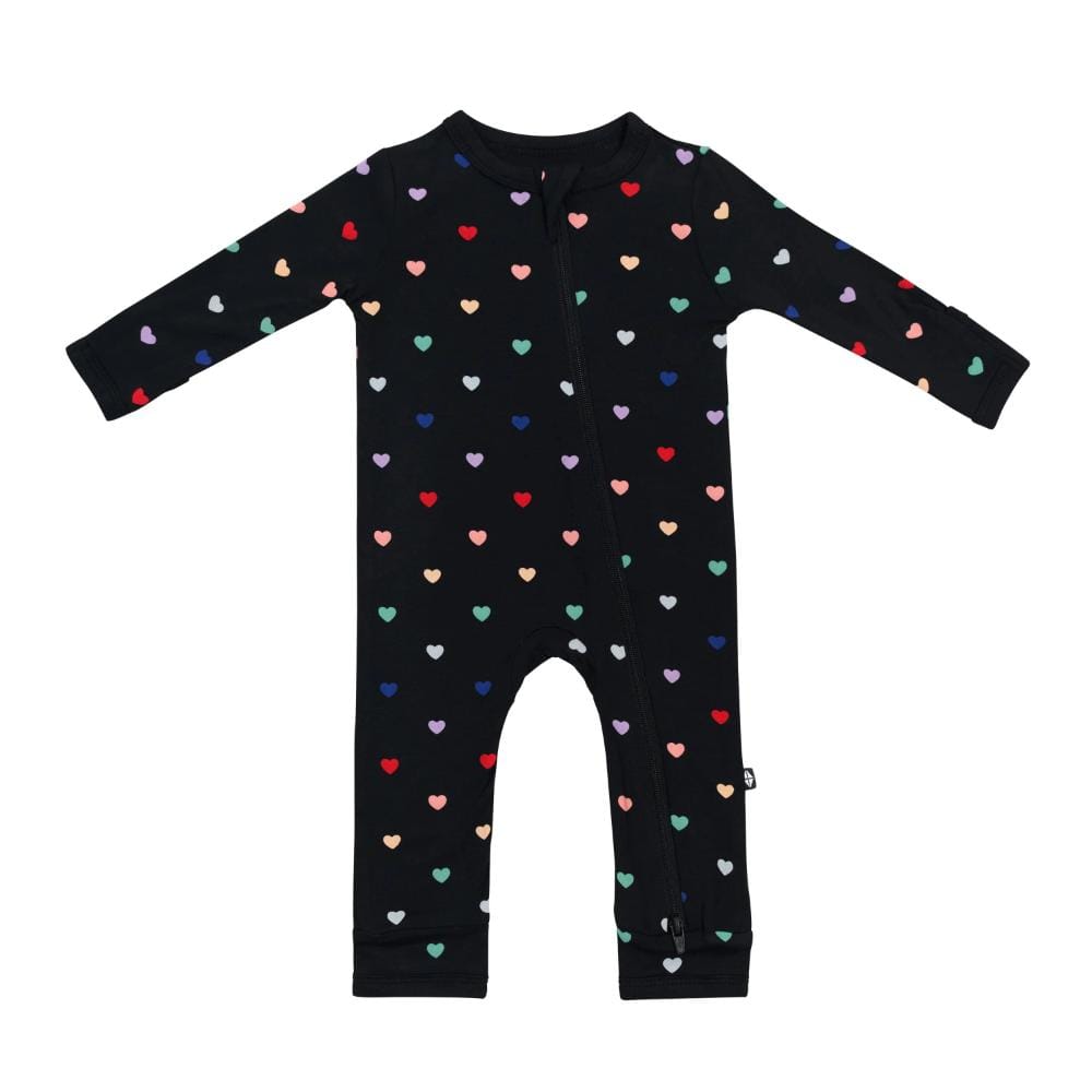Kyte Baby Zippered Romper Midnight Rainbow Heart1