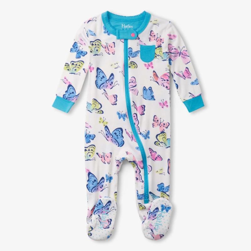 Little Blue House Baby Girls Footed Coverall - Big Butterflies By LITTLE BLUE HOUSE Canada -