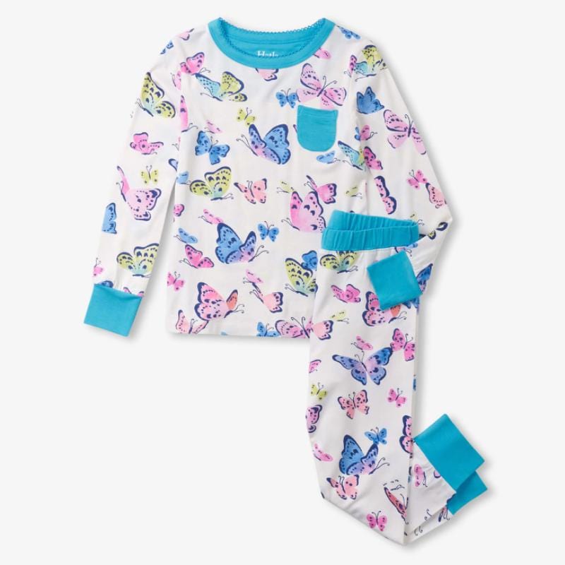 Little Blue House Girls Bamboo Pajama Set - Big Butterflies By LITTLE BLUE HOUSE Canada -