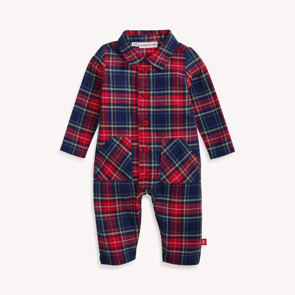 Magnetic Me Pocket Romper Flannel - Holiday Plaid By MAGNETIC ME Canada -
