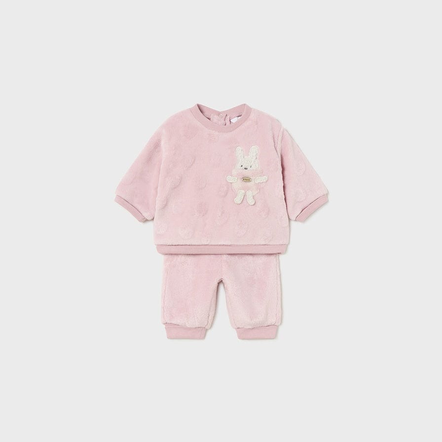 Mayoral 2508 Baby Girl Two-Piece Fuzzy Sweatsuit Blush
