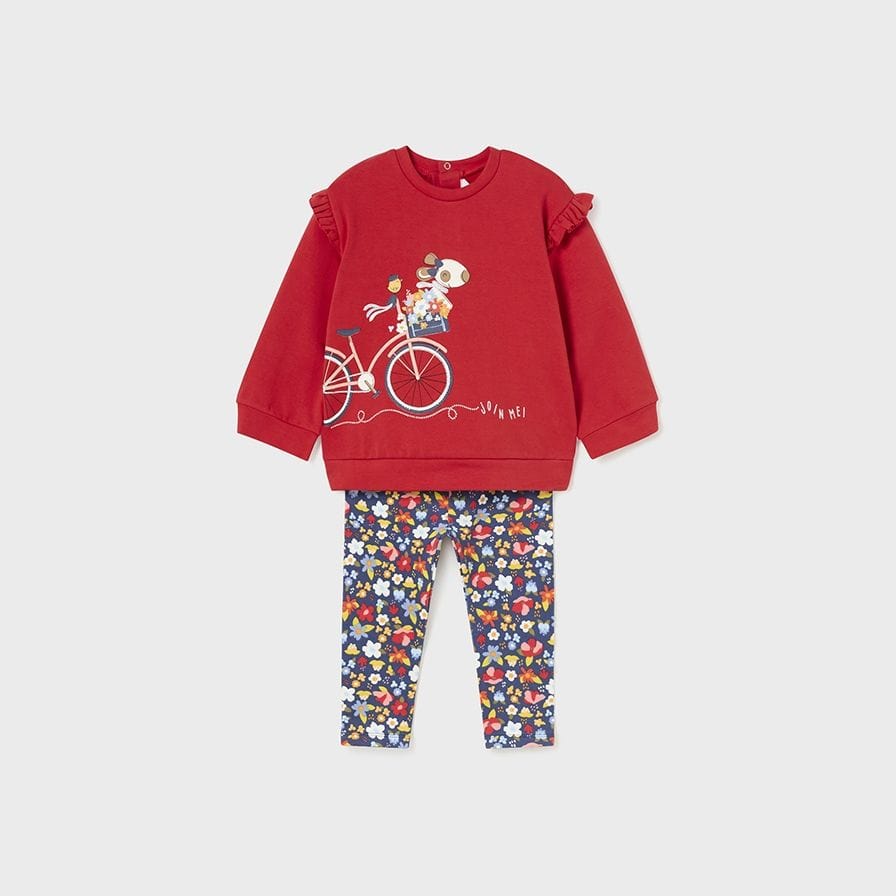 Mayoral 2767 Two-Piece Birds Leggings Set - Red Floral By MAYORAL Canada -