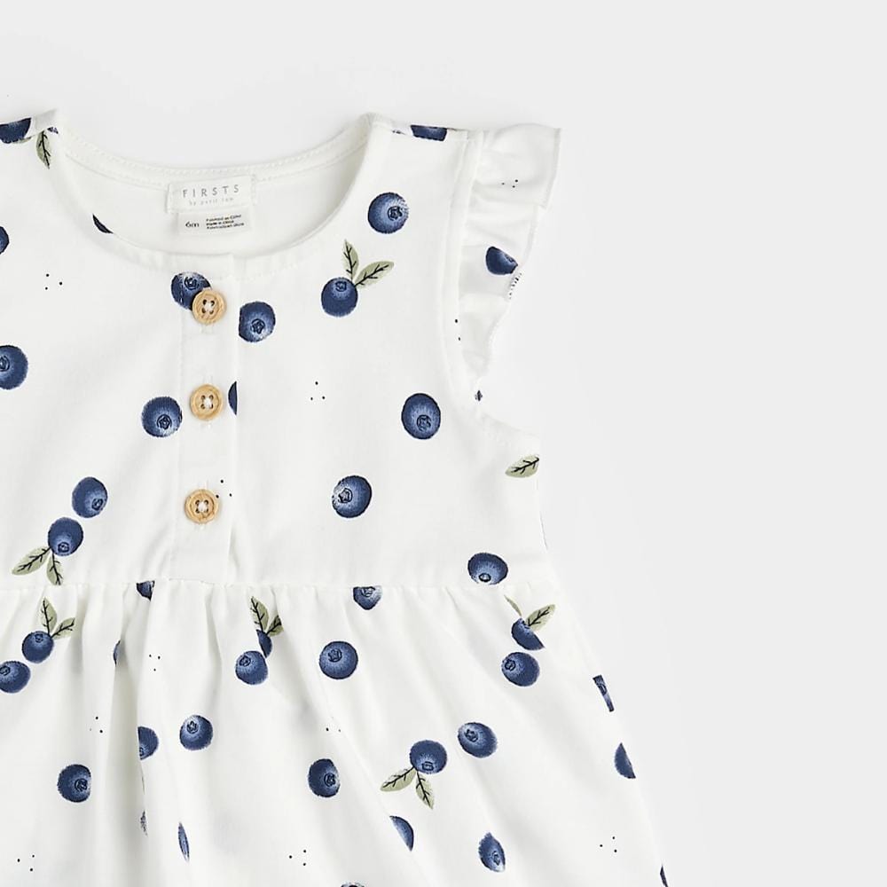 Petit Lem Romper Dress - Blueberries/Off-White By PETIT LEM Canada -